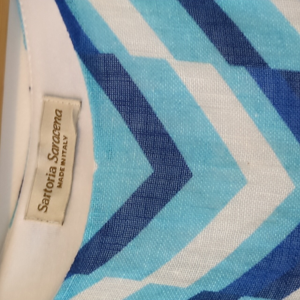 Chevron Patterned Blue & White Mediterranean Line… - image 6